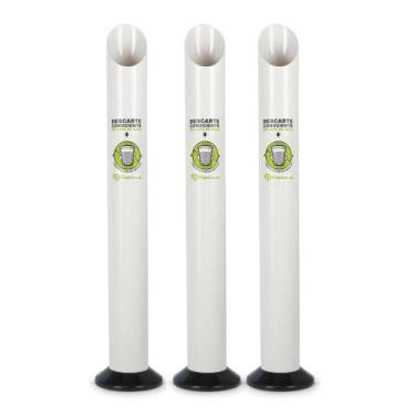 Imagem de Kit 3 Lixeiras Dispenser Copos Plásticos Até 200ml Higiênico Executivo