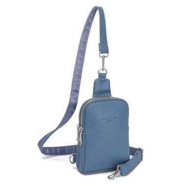 Imagem de INICAT Pequenas bolsas transversais femininas de couro vegano para celular pochete para mulheres e homens, Rfid 2 em 1 Air Force Azul, Small, Transversal