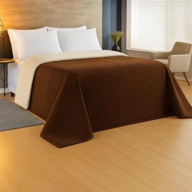 Imagem de Cobertor Casal Canelado Sherpa Lã Endredom Manta Dupla Face - Genérica