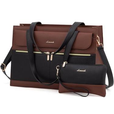 Imagem de Bolsa para laptop LOVEVOOK preto-marrom impermeável para mulheres de 1