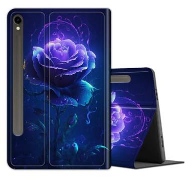 Imagem de Capa para tablet Samsung Galaxy Tab S9/S9 FE 5G 11/10,9 polegadas 2023 (modelo SM-X710/SM-X716B/SM-X718U/SM-X510), capa de couro com suporte multiângulo com hibernar/despertar automático, rosa roxa
