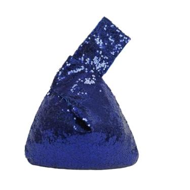 Imagem de Eternal Beauty Bolsa de pulso de lantejoulas, mini bolsa de pulso portátil feminina, bolsa de mão pequena brilhante para a noite, Azul marinho