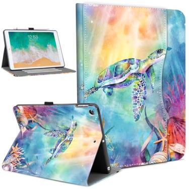 Imagem de Lokigo Capa para iPad 9ª/8ª/7ª geração de 10,2 polegadas 2021/2020/2019, capa para iPad com suporte para Apple Pencil - despertar/hibernar automaticamente e vários ângulos de visualização, tartaruga