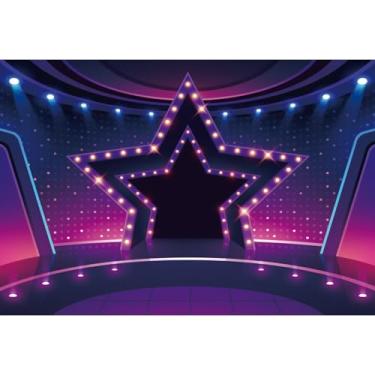 Imagem de Yeele Pano de fundo de 3 x 2,4 m para fotografia em formato de estrela roxa para palco de concerto, luzes de neon, para festivais de carnaval, filmes, eventos noturnos, festas, suprimentos, sessões de