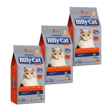 Imagem de Kit 3 Ração Billy Cat Select Gatos Adultos Salmão - 1Kg