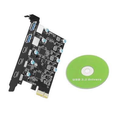 Imagem de Placa de expansão PCI-E para USB 3.2 Gen 2 com 2 portas Tipo-A e 3 Tipo-C 20Gbps Suporte de Largura de Banda Fonte de Alimentação para Dispositivos