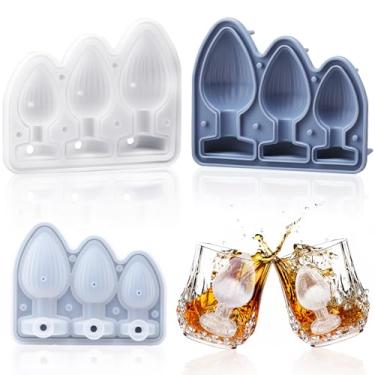 Imagem de Hoolerry Bandeja de forma de cubo de gelo, máquina de bola de gelo de silicone para festa, freezer, coquetel, uísque, suco, café, bebidas, acessórios de artesanato (azul)