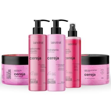 Imagem de Kit Banho Premium Labotrat Cereja Completo 5 Produtos Corpo E Rosto Esfoliante Cheiro De Fruta