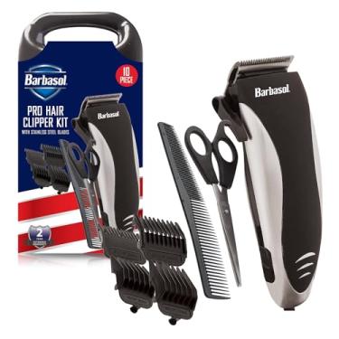 Imagem de Barbasol Kit de aparador de cabelo profissional com lâminas de aço inoxidável, 4 pentes guia, taper ajustável e bolsa de viagem