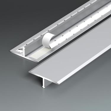 Imagem de Guarnição Da Porta T Moldagem Tira Divisora De Piso 90cm * 2 Pcs Acabamento Laminado Da Borda E Barra De Limiar Tapete Perfeito Para Faixa De Limiar De Azulejo Par, Silver, Width: 25 mm