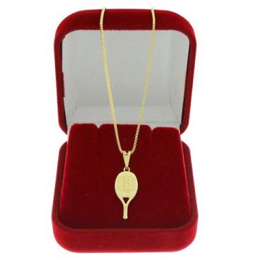 Imagem de Colar com Pingente Raquete de Beach Tennis Banho de Ouro 18k - Crislu 