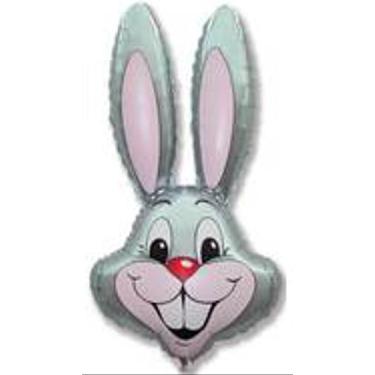 Imagem de Flexmetal Balão de hélio de folha Mylar com cabeça de coelho cinza de 99 cm para decoração de festa de Páscoa - Pacote com 1 cinza