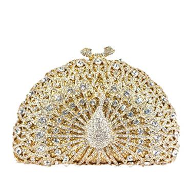 Imagem de Boutique De FGG Bolsa Mão Feminina Cristal, Para Festa, Casamento, Strass, Mini, Dourada