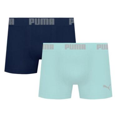 Imagem de Kit 2 Cuecas Puma Boxer Sem Costura Masculina, Marinho, Verde, M