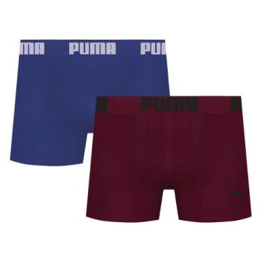 Imagem de Kit 2 Cuecas Puma Boxer Sem Costura Masculina, Bordô, G