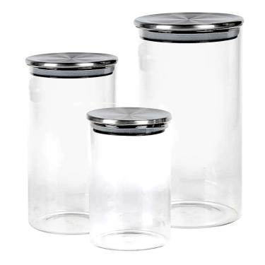 Imagem de Jogo de 3 Potes Herméticos de Vidro Borossilicato - Dynasty