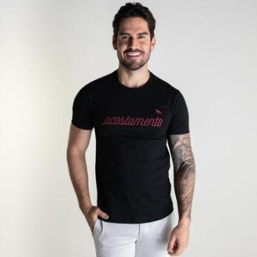 Imagem de Camiseta Acostamento Preta Embroidery Bordô-Masculino