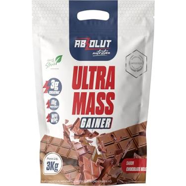 Imagem de Absolut Nutrition, Hipercalórico com creatina, proteína, WPI e WPC, Sabor chocolate belga, Ultra Mass Gainer, 3 kilos