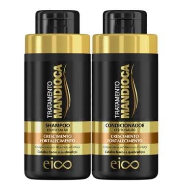 Imagem de Shampoo Sem Sal 450ml e Condicionador Leave-in 400ml Tratamento de Mandioca, Fortalecimento e Crescimento Capilar