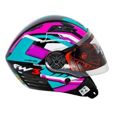 Imagem de Capacete Para Moto Aberto X Open Up Fox Fw3 Óculos Interno, 56, Azul T