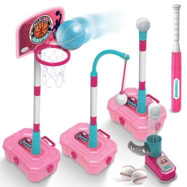 Imagem de Cesta de basquete OWNONE 1 rosa 4 em 1 para meninas de 1 a 5 anos +Tba