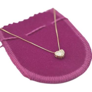 Imagem de Colar Corrente Cordao Coração Pedras Folheada A Ouro 18k - Papillon Se