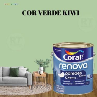 Imagem de Tinta Parede Verde Acrílica Fosca Coral Renova 3,2L, VERDE KIWI