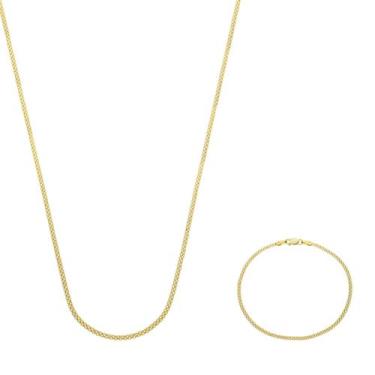 Imagem de Corrente De Ouro 18k Feminino 45cm Kit Bismark Com Pulseira - DR Joias