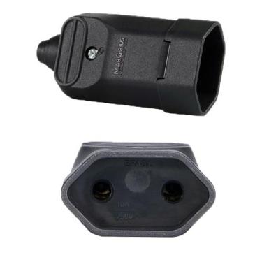 Imagem de 30 Tomadas Plug Femea 2 Pinos 10a Preto com Prensa Cabos - MARGIRIUS