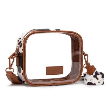 Imagem de Montana West Bolsa transversal X Wrangler transparente para eventos de estádio para shows, esportes, Estampa de vaca marrom, 7.7 inches (L) x 6.3 inches (H) x 2.8 inches (W)