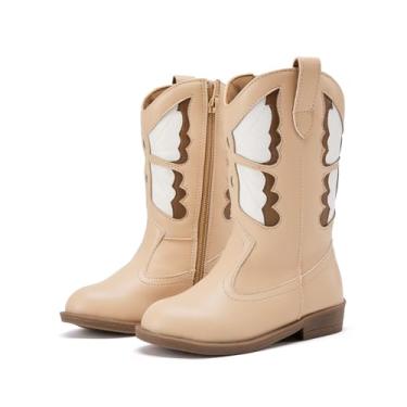 Imagem de BMCiTYBM Botas infantis caubói caubói infantil bico fino botas ocidentais cano médio com zíper lateral para todas as estações (bebê/criança pequena), A3-camelo, 21