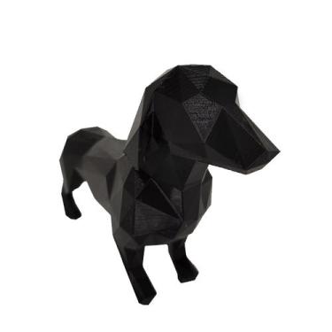Imagem de Salsicha Dachshund 21cm Cachorro 3D Objeto Decorativo Preto - Pupa 3D