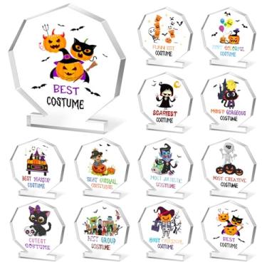 Imagem de Geelin 12 peças de troféus de concurso de fantasia de Halloween acrílico 7.6 cm prêmios de concurso de fantasia de Halloween troféu personalizado em massa engraçado fofo prêmios personalizados