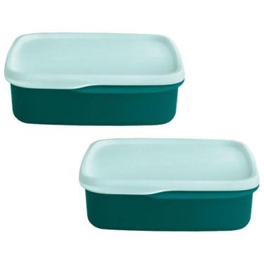 Imagem de Kit 2 Potes Herméticos Tupperware Basic Line com Divisória 550ml