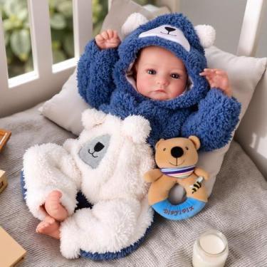 Imagem de Boneca Reborn BABESIDE Aiden Boy 50 cm com brinquedo e caixa de presen