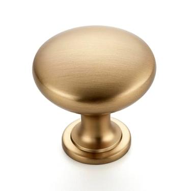 Imagem de JOY DECOR Pacote com 15 maçanetas de armário de bronze champanhe 3,5 cm de zinco sólido puxadores de gaveta