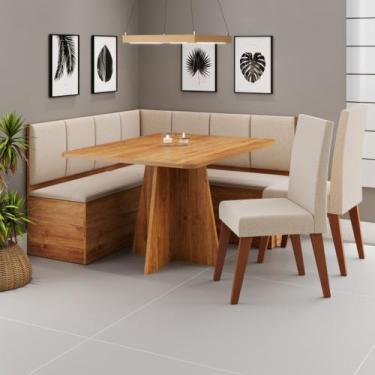 Imagem de Conjunto Canto Alemão Baú Prestigio com Mesa 120x80cm e 2 cadeiras Mil