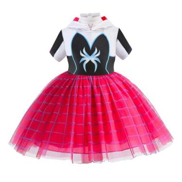 Imagem de Vestido tutu GELVSI Superhero Girls vermelho com capuz e zíper L