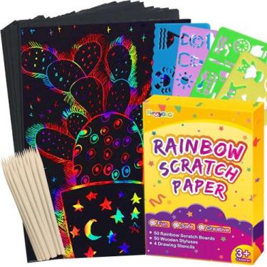 Imagem de Kit de arte em papel de rascunho FUNNYB&G Rainbow para crianças - 200 