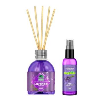 Imagem de Kit 2 Aromatizadores Difusor de Varetas Ambiente Lavanda Spray Perfume
