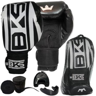 Imagem de Kit Boxe Muay Thai - Luva Bandagem Bucal - Bks, Branco, 16Oz