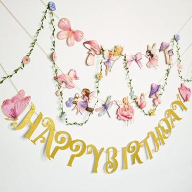 Imagem de Banner de decoração de festa SUNBEAUTY Fairy Garden Birthday Girls