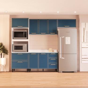 Imagem de Cozinha Compacta 250088 4 Peças Amara Branco Azul Politorno Móveis