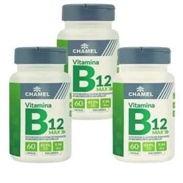 Imagem de Vitamina B12 Max - 3 Frascos  60 cápsulas (Metilcobalamina) - Chamel
