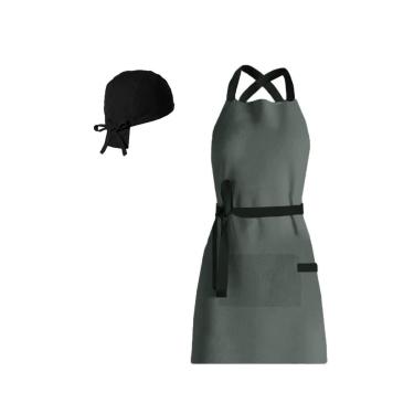 Imagem de Avental e Bandana Cinza Preto Chef Cozinha Bistro Bar