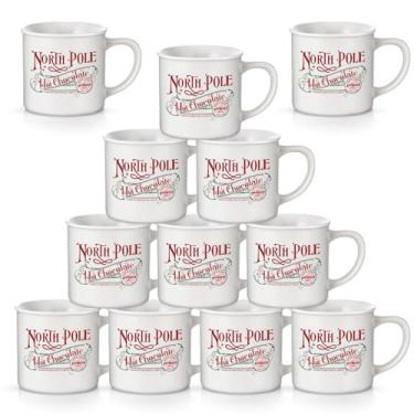 Imagem de Yaomiao Caneca de chocolate quente do polo norte, 12 peças, canecas de café de Natal, presentes de Natal, copos esmaltados de Papai Noel com alça, caneca de aço inoxidável para mulheres e homens