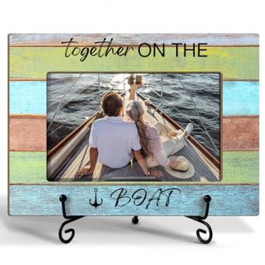 Imagem de rizotus Moldura Together On The Barco, aniversário de casamento, noivado, lua de mel, presente de aniversário para mulheres e homens, moldura de madeira 10 x 15 cm, exibição de mesa, decoração de casa
