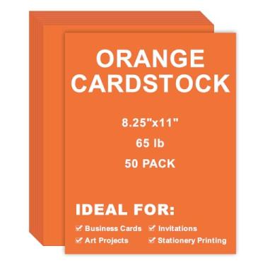 Imagem de Cartolina 8,5 x 11, 50 peças, 29,5 kg/180 g/m² de espessura, papel de impressora para artesanato, papelaria, cartões de visita, impressão de escritório (tangerina, 50 peças)