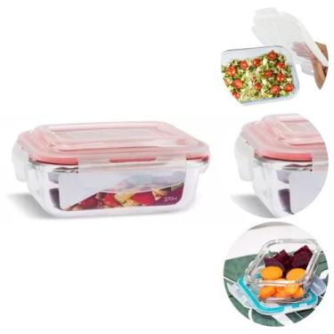 Imagem de Pote Vidro Hermético 4 Travas Tampa Plástico Marmita - Uni, 370 Ml