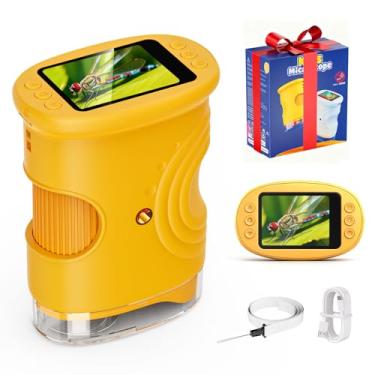 Imagem de Microscópio para crianças – Microscópio de bolso portátil 1000x com tela IPS 4K 2.0, mini microscópio portátil recarregável para educação, presente para crianças de 4 a 12 anos